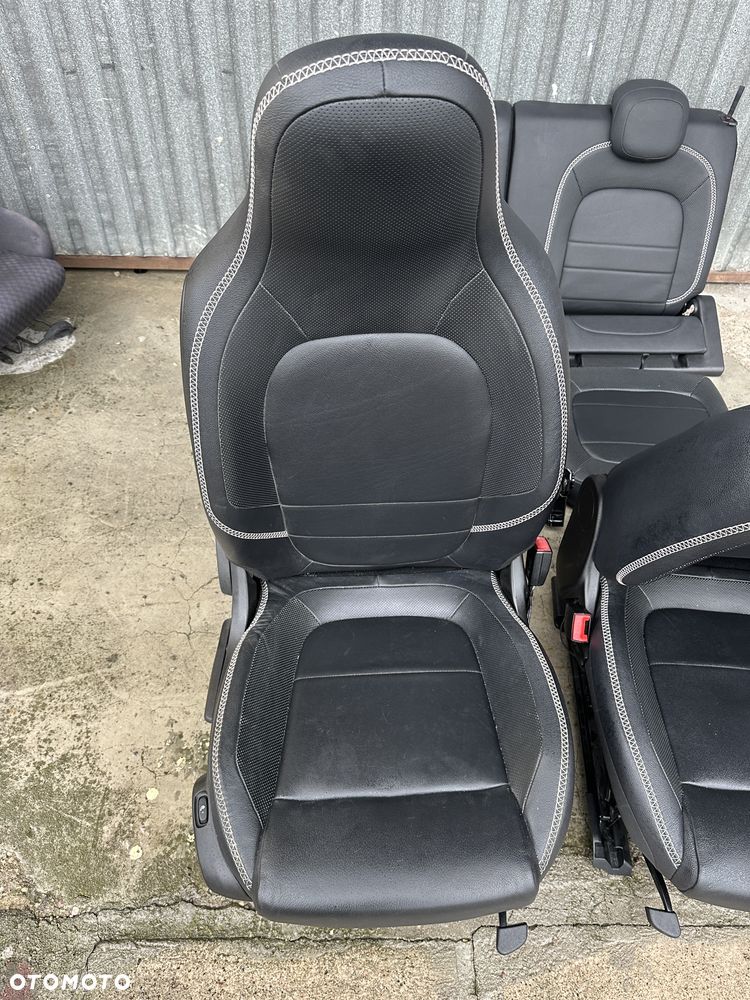 Smart 453 Brabus twingo 3  fotel grzany skórzany  biała nić  oparcie iso fix air bag grzany kanapa tył - 9