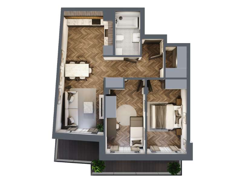 Mieszkanie, 56.41m², 3 pokoje, 6 piętro, B-KLM12-LM58, Nowe Horyzonty