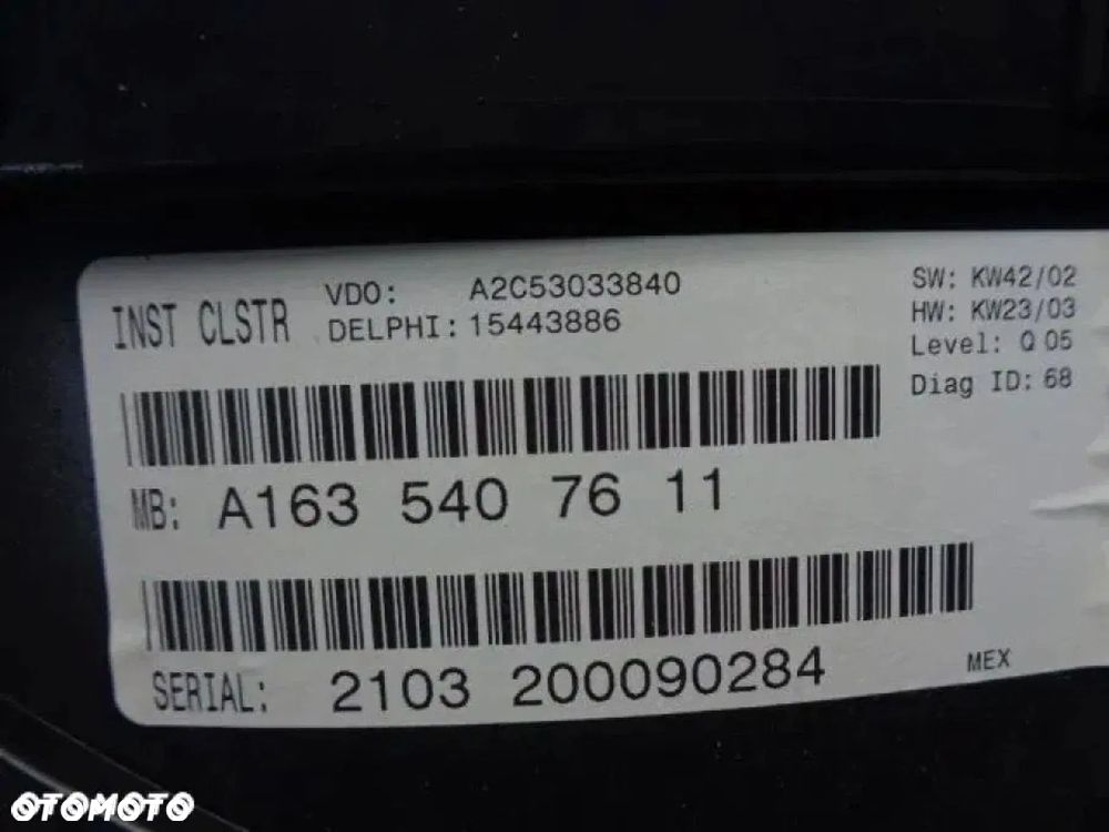 mercedes ml w163 lift 2.7 cdi licznik zegary a1635407611 - 3