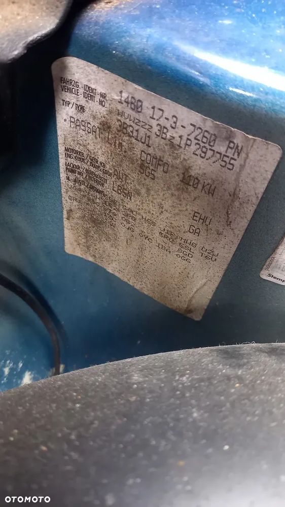 Volkswagen Passat B5 lift części maska drzwi klapa zderzak kod lakieru LB5N silnik AWT skrzynia biegów EHV - 6