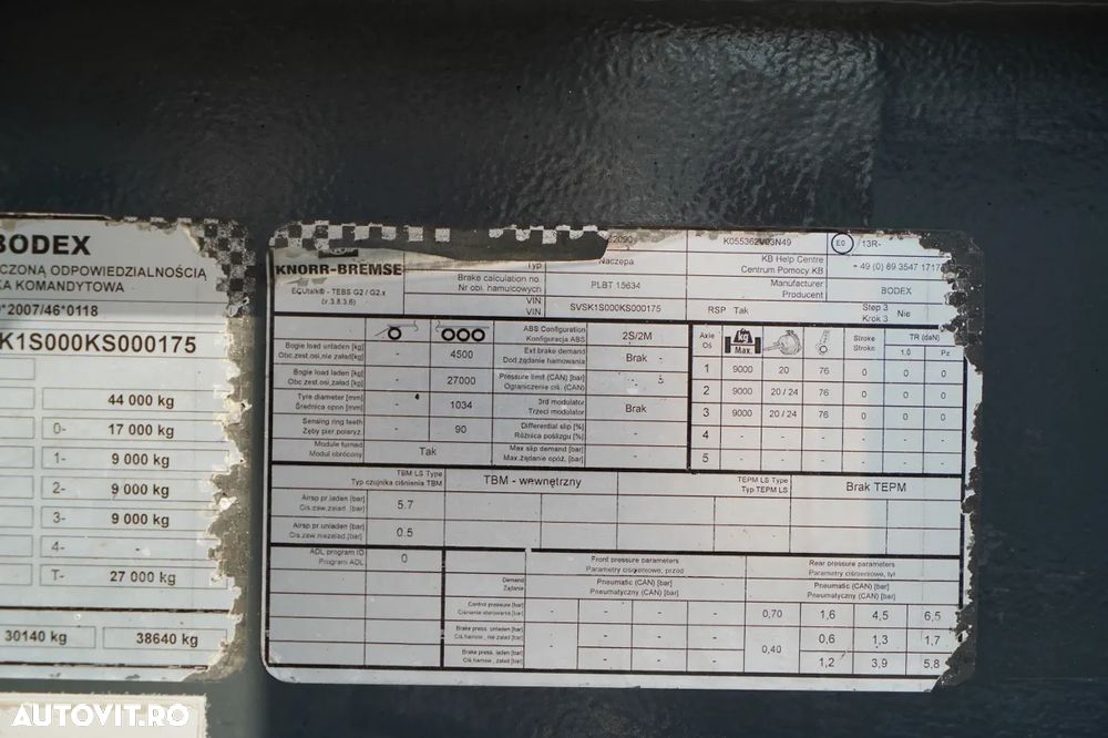 Bodex BASCULĂ BODEX 25 m3 / ALUMINIU / 2X AXE RIDICATIVE / 5.300 KG / JANTE DIN ALIAJ / - 21