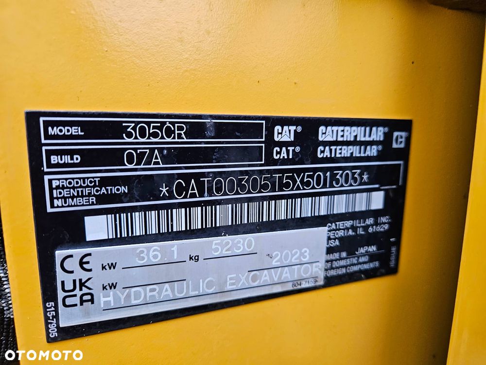 Caterpillar MINIKOPARKA CAT CATERPILLAR 305 305E2 CR 305CR 305E 305 2023, 177 MTH - 7