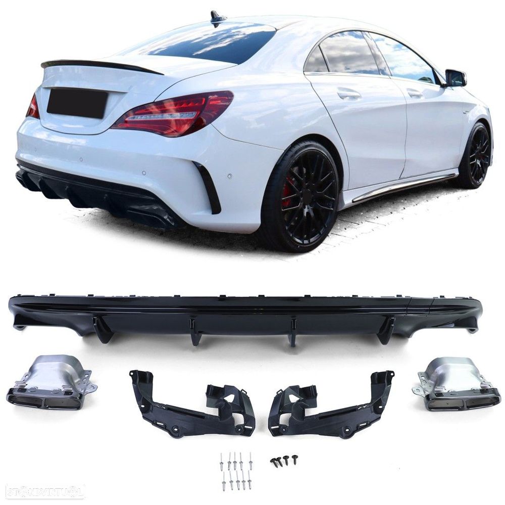 Difusor parachoques com Ponteiras Look A45 Trás Novo/ ABS MERCEDES-BENZ CLA Coup... - 5