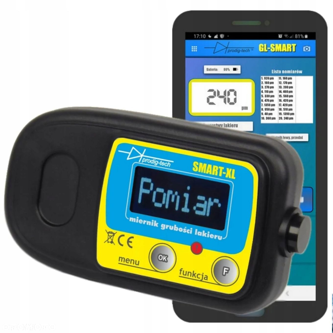 MIERNIK TESTER GRUBOŚCI LAKIERU GL-SMART-XL WBUDOWANA SONDA APLIKACJA - 2