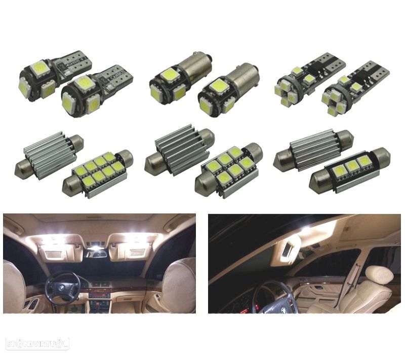 KIT COMPLETO DE 19 LÂMPADAS LED INTERIOR BMW E39 5 SERIE SEDAN 520I 535I 525I 528I 530I 540I M5 96- - 1