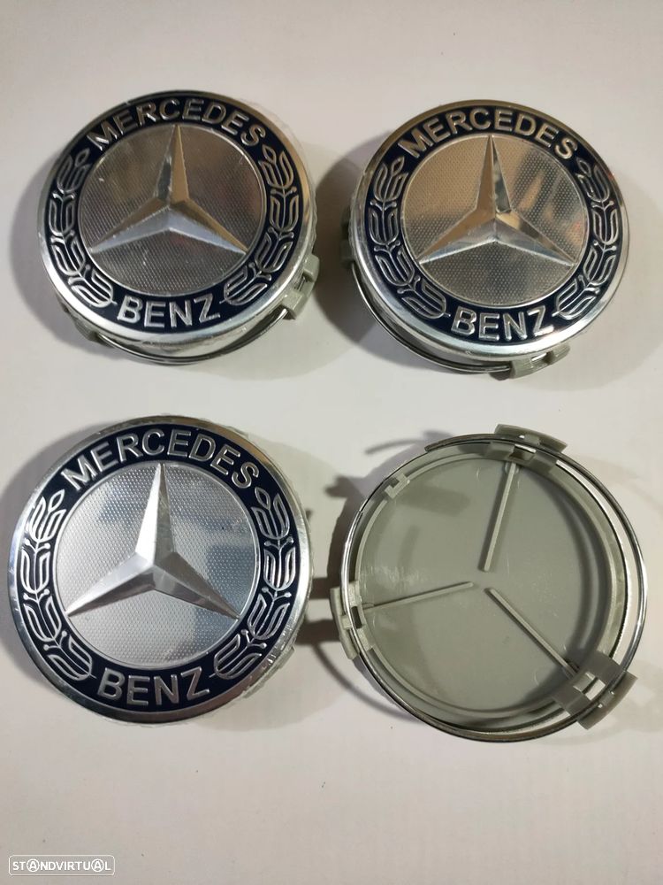 4 centros de jantes 75mm Mercedes Azul, Preto, Prateado Etc. - 5