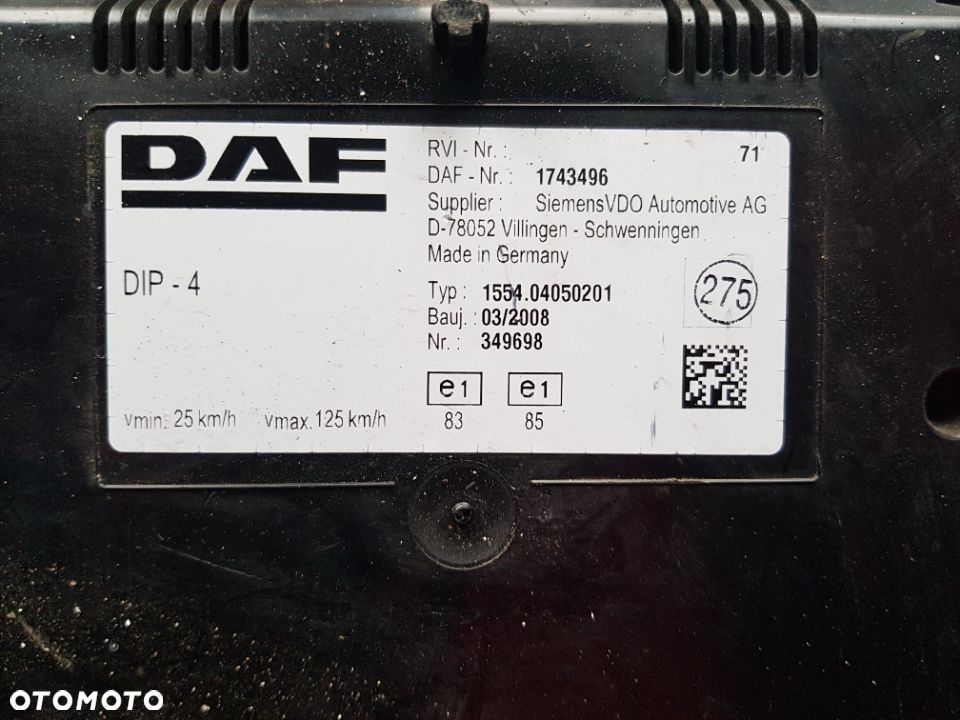 LICZNIK ZEGARY DAF XF 105 CF EURO 5 1743496 - 3