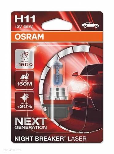 OSRAM Night Breaker Laser Next Gen Bec Auto Halogen H11 64211NL-01B 12 - 3