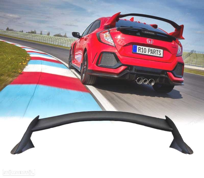 AILERON SPOILER TRASEIRO HONDA CIVIC HATCHBACK 16-20 LOOK TYPE R PRETO BRILHANTE - 4
