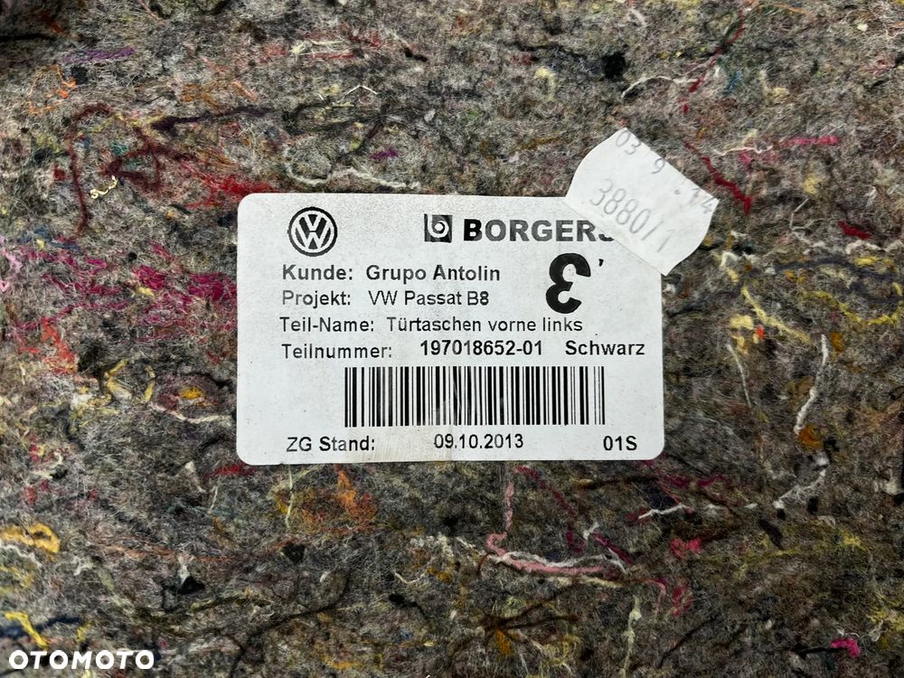 VW Passat B8 Boczek drzwi lewy przód 3G1867011 3G1971557B - 5