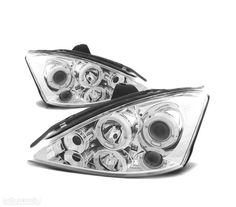 FARÓIS ANGEL EYES PARA FORD FOCUS I FACELIFT 01-04 CHROME CROMADO - 2