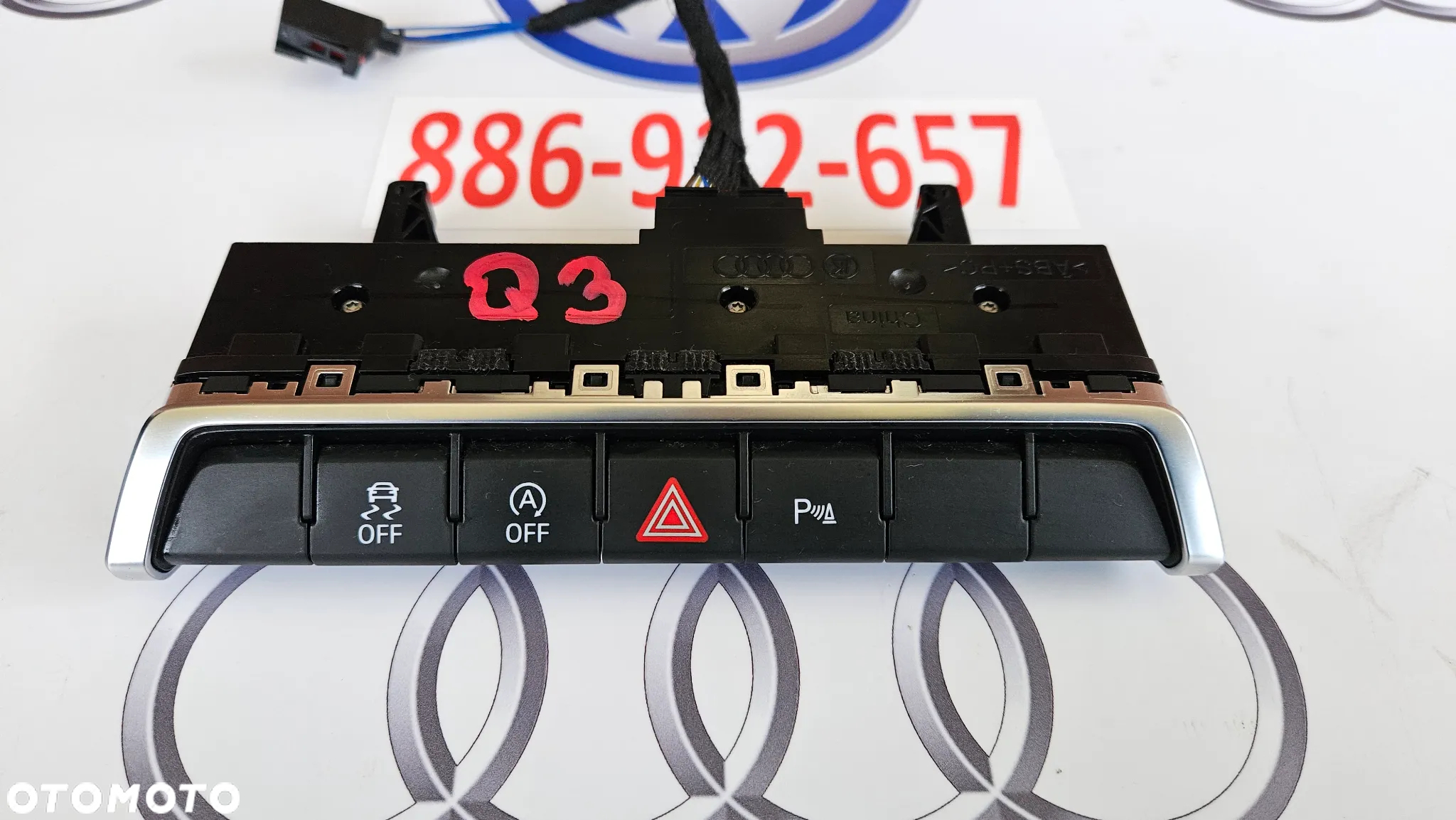 Audi SQ3 II 83A Q3 II 83A Panel konsoli środkowej Włączniki Przycisk świateł awaryjnych 83A925301AA - 2