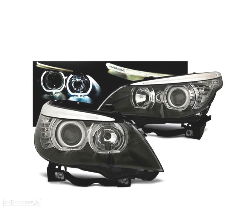 FARÓIS BMW SÉRIE 5 E60 E61 03-07 ANGEL EYES - 1