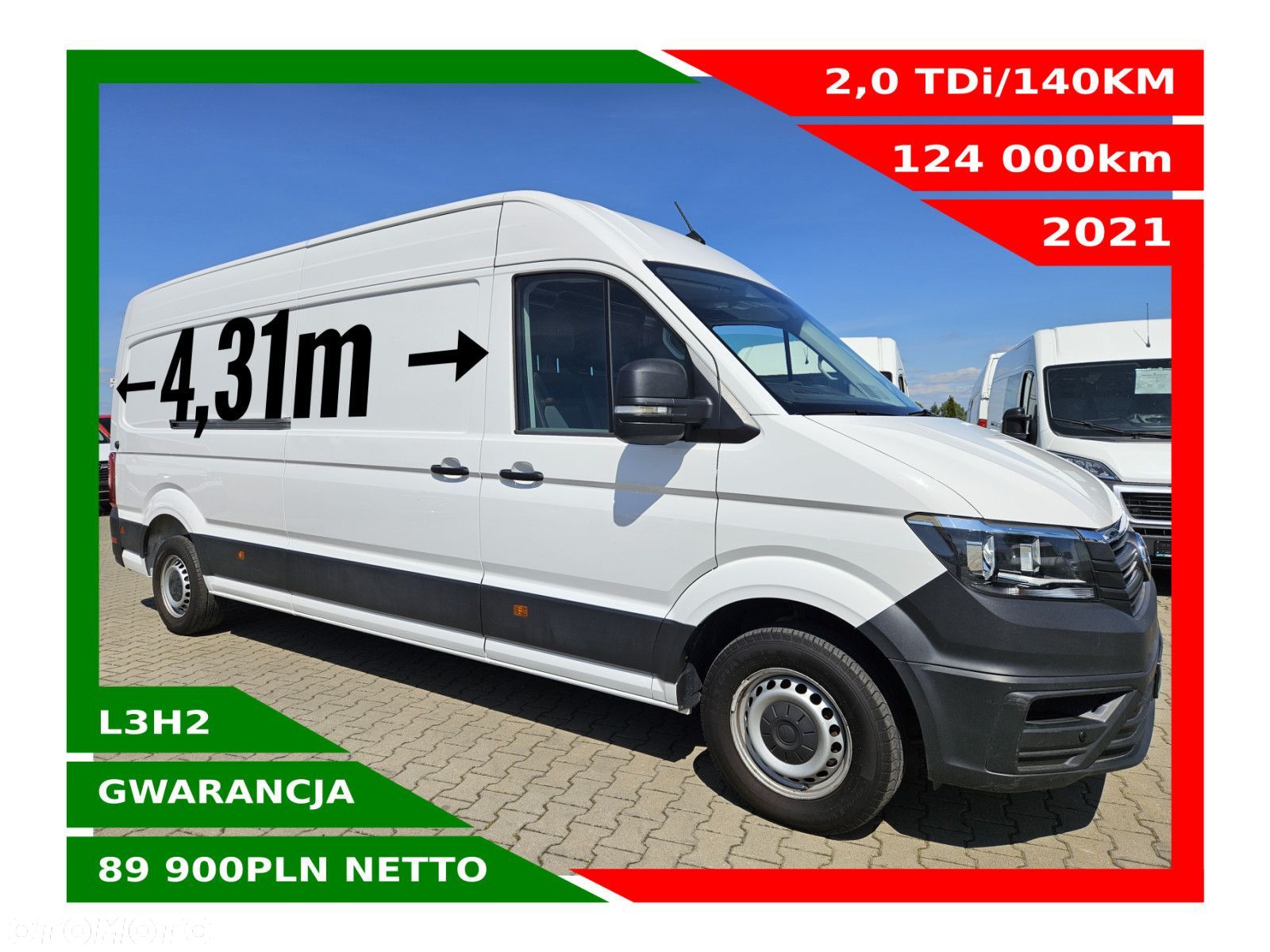 Volkswagen Crafter L3H2 *89900zł NETTO* 2,0TDi/140KM - 1
