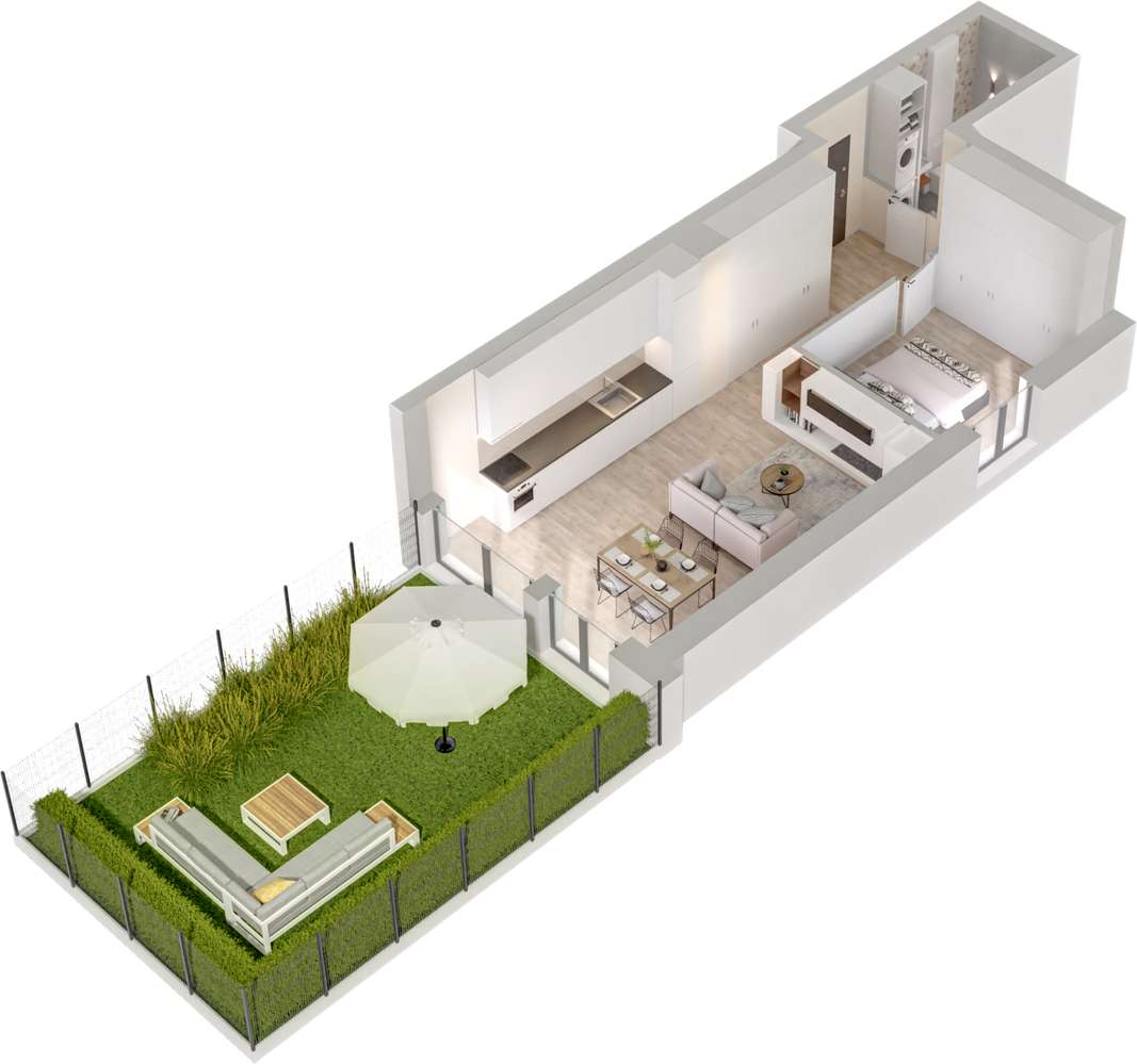 1.M.05 | 48,54 m² | 2 pokoje z ogródkiem | Krzyki- Gaj