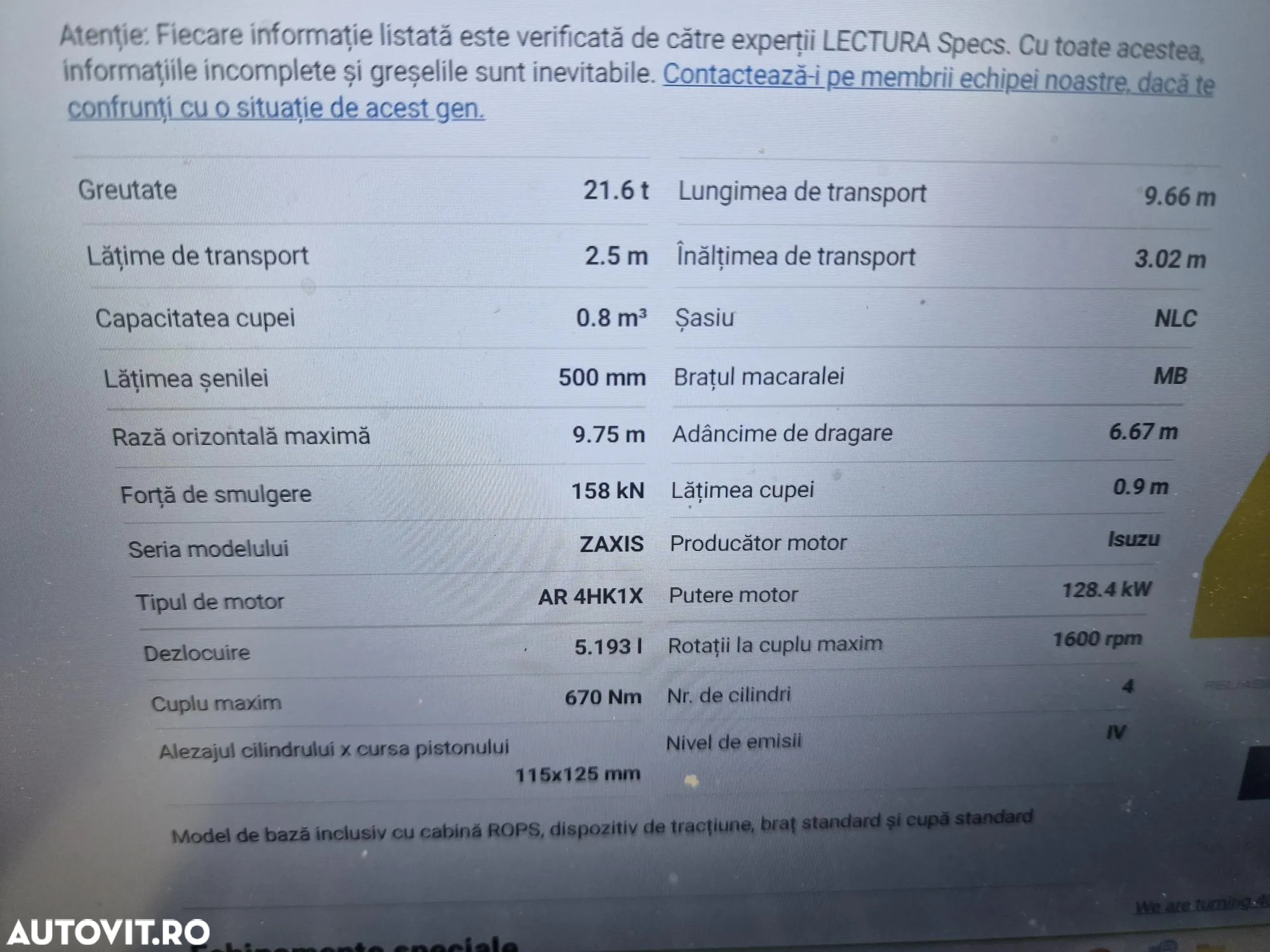 Hitachi ZX210, 2018, 8.114h, 22 tone-78900 EUR+Tva, latime 2,49m, Ins picon, protectie acoperis cabina, Aer conditinoat climatronic, STARE FOARTE BUNA, posibilitate leasing 3 ani-PROMOTIE 78900 EUR+Tva - 23