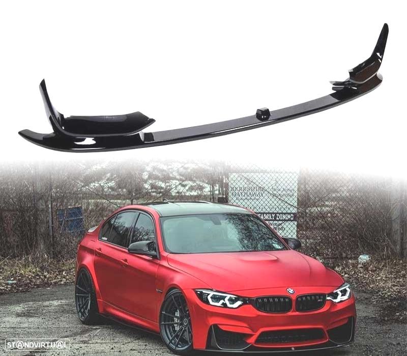 SPOILER LIP FRONTAL BMW F80 M3 F82 F83 M4 LOOK M PERFORMANCE PRETO BRILHANTE - 2