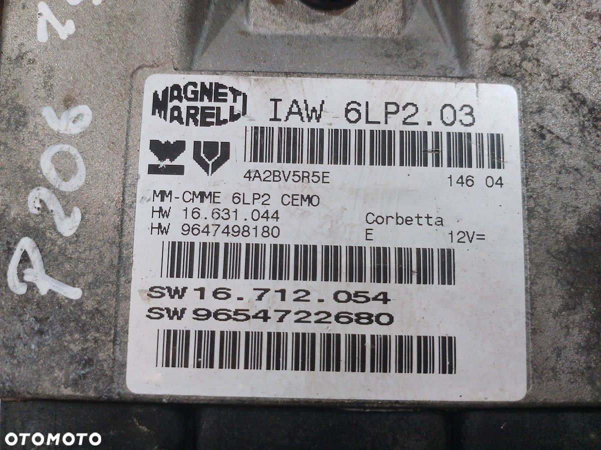 KOMPUTER, STEROWNIK PEUGEOT 206 9647498180  9654722680 1.4 16V - 5