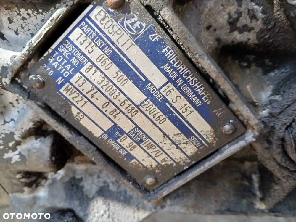 SKRZYNIA BIEGÓW Z PRZYSTAWKĄ MAN M2000 F2000 ECOSPLIT 16S151 Ratio13,74 - 0,84 - 2