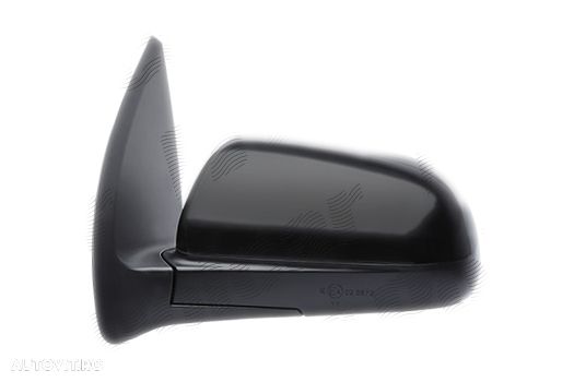 Oglinda exterioara Chevrolet Aveo Hb (T255), 04.2008-05.2011, Aveo Sdn (T250), 03.2006-05.2011 , partea Dreapta, culoare sticla crom, sticla convexa, carcasa grunduita neagra, ajustare manuala, - 1