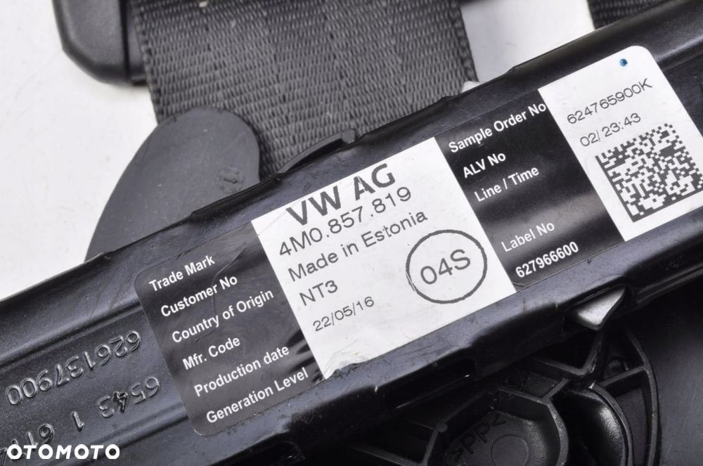 AUDI A4 B9 PAS BEZPIECZEŃSTWA PRAW PRZÓD 8W0857706 - 6
