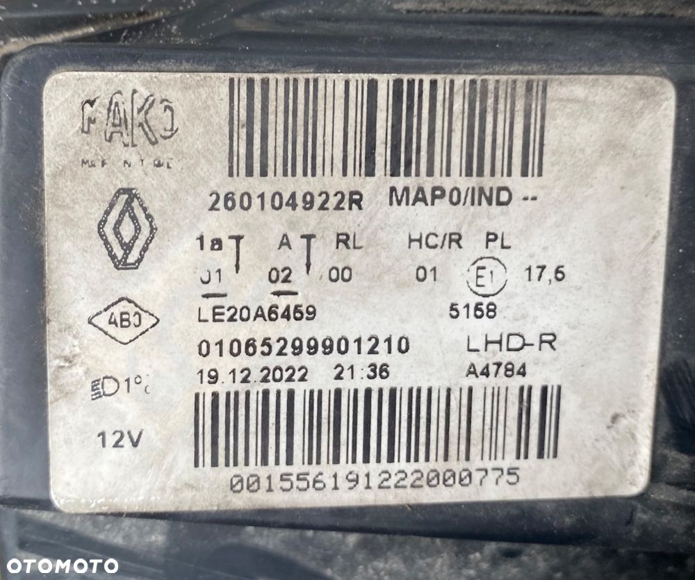 RENAULT CLIO 5 V ORYGINALNE LAMPY REFLEKTORY PRZEDNIE FULL LED LEDOWE LEDOWA LAMPA PRZEDNIA LEWA PRAWA LEWY PRAWY PRZÓD REFLEKTOR PRZEDNI LEWY PRAWY 260607647R 260104922R KOMPLET LAMP PRZEDNICH - 18