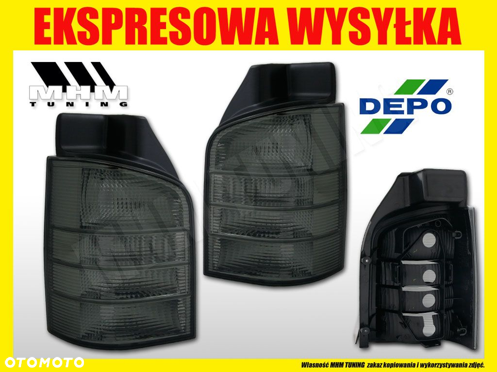 LAMPA TYL KPL VW T5 TRANSPORTER SMOKE BLACK TUNING - 2