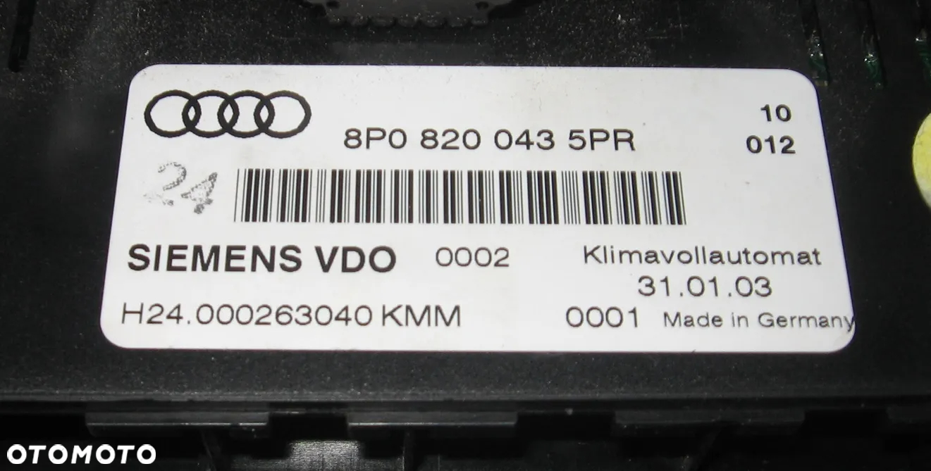 panel klimatyzacji AUDI A3 8P 8P08200435PR - 5