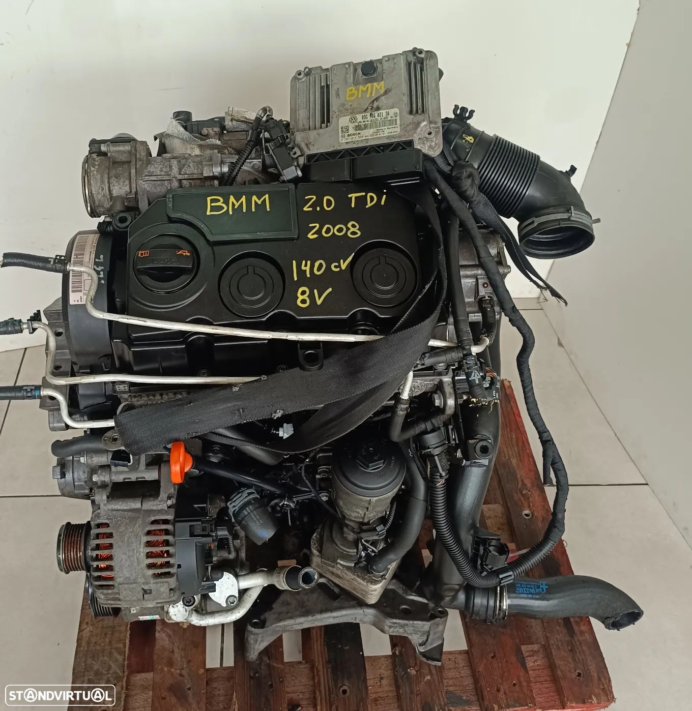 Motor VW Eos 2.0TDI 140cv BMM 8V ano 2008 - 1