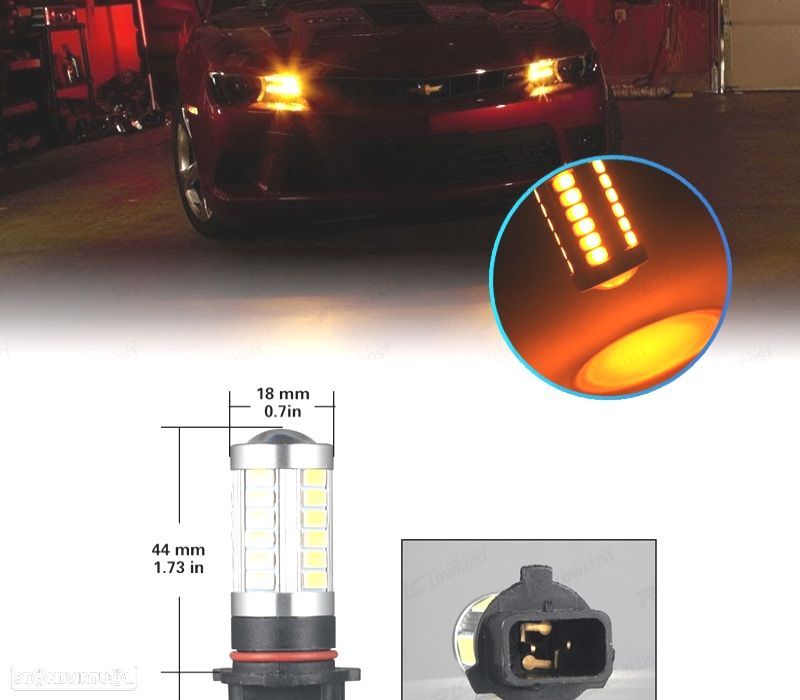 LÂMPADAS LED P13W PSX26W SP13W LARANJA PARA PISCA - 2