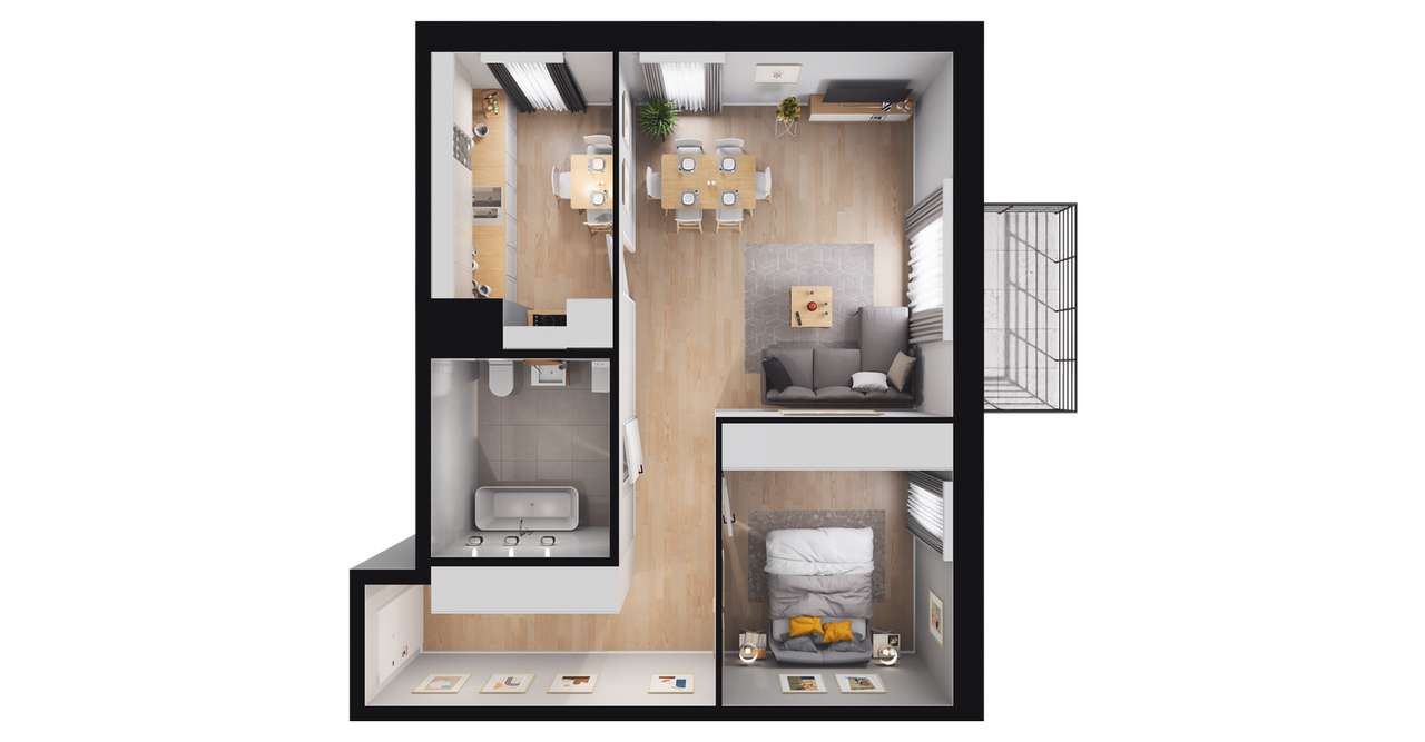 2-pokojowe mieszkanie 54m2 + balkon