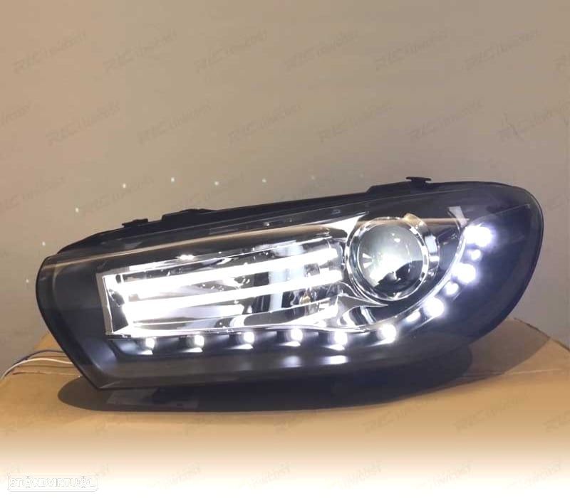 FARÓIS FRONTAIS PARA VOLKSWAGEN VW SCIROCCO 08-14 LUZ DIURNA CROMADO / PRETO - 3