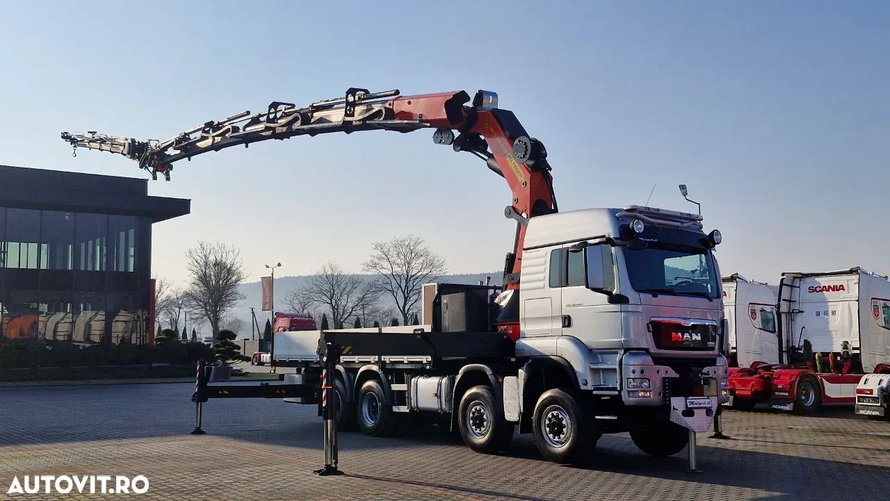 MAN TGS 41.480 / 8X6 / CUTIE + HDS PALFINGER PK 92002-SH F + FLY JIB 170 E / REACH 34 M / ÎNCĂRCARE MAX. 26.000 KG / RADIOCOMANDĂ / 5 SUPORTURI / 7 FUNCȚII / FULL SERVICE MAN / FULLINGER - 1