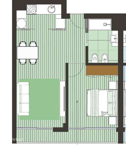 Apartamento T1 Novo com Varanda e Garagem - Grande imagem: 5/6