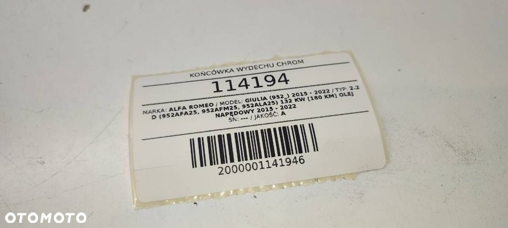 KOŃCÓWKA WYDECHU TŁUMIKA KOMIN CHROM ALFA ROMEO GIULIA LEWA - 5