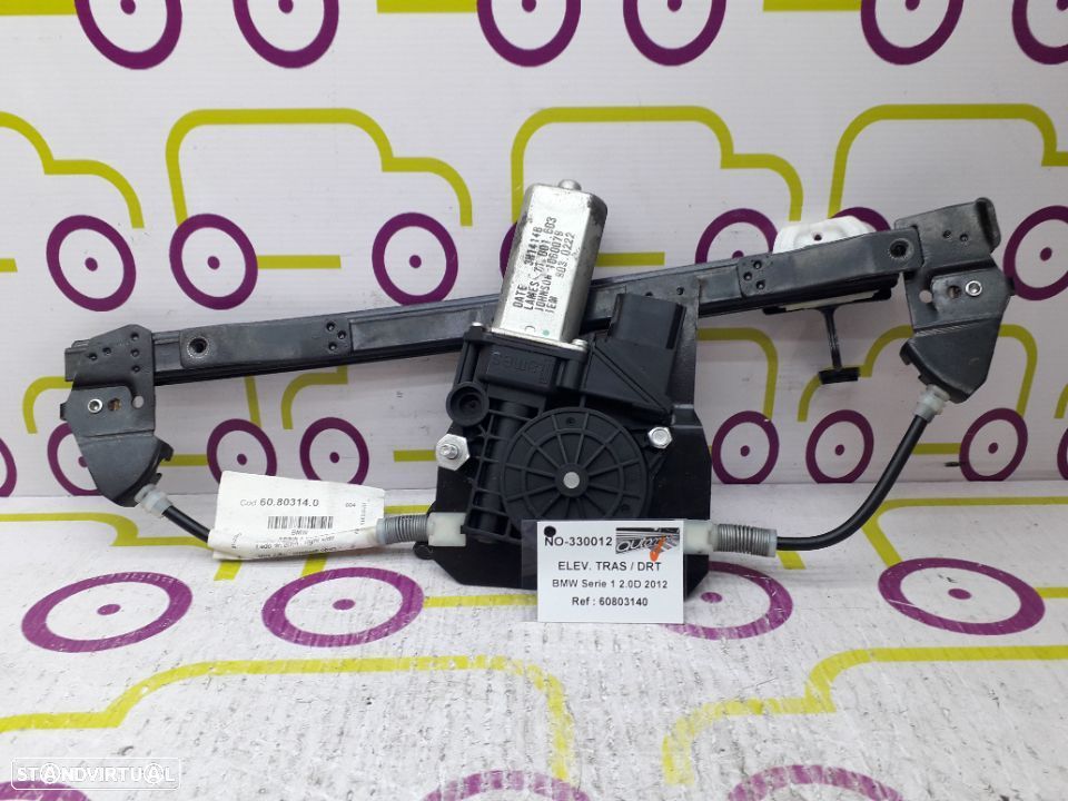 Motor de Elevador de Vidro Tr / Dto BMW Serie 1 2.0 D 143Cv de 2012 - Ref : 60803140 - NO330012 - 1