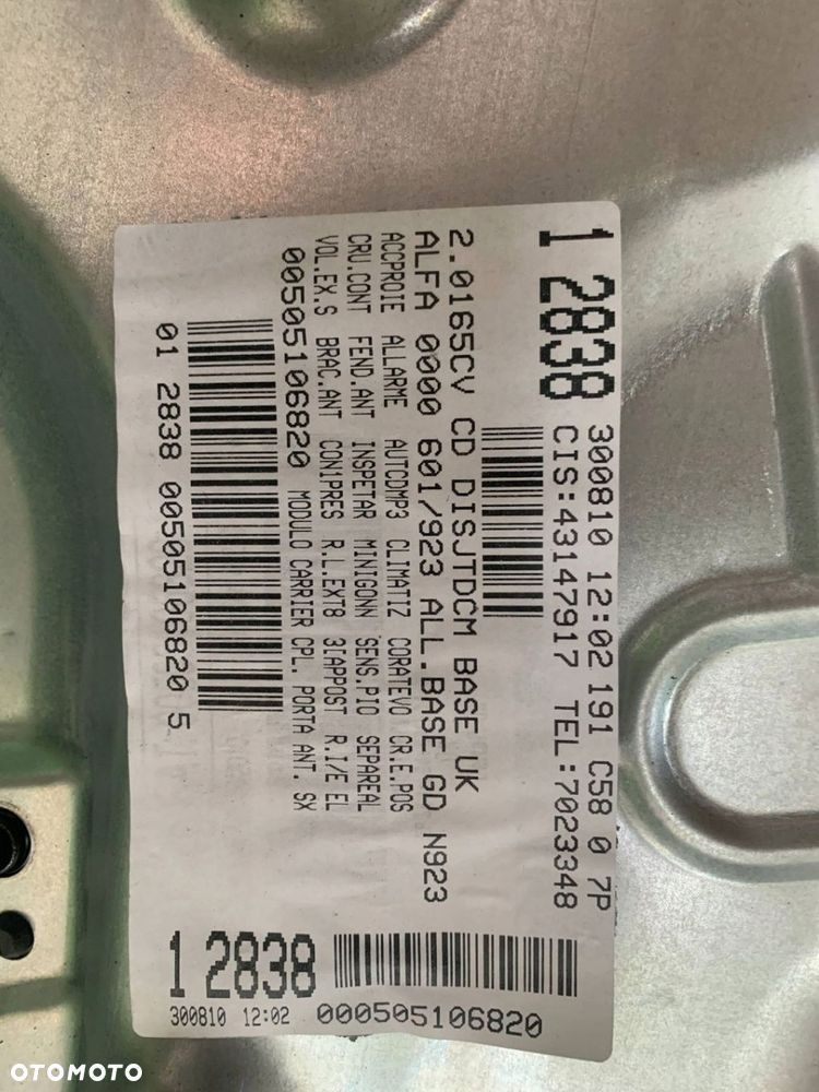 Elektryczny podnośnik szyby drzwi przednich Alfa Romeo Giulietta 505106820 - 1