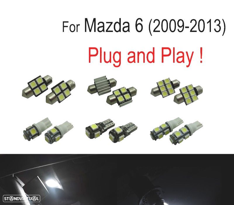 KIT COMPLETO 7 LAMPADAS LED INTERIOR PARA MAZDA 6 09-13 - 1
