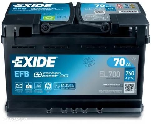 Akumulator EXIDE EFB EL700 70Ah 720A Rybnik - 1