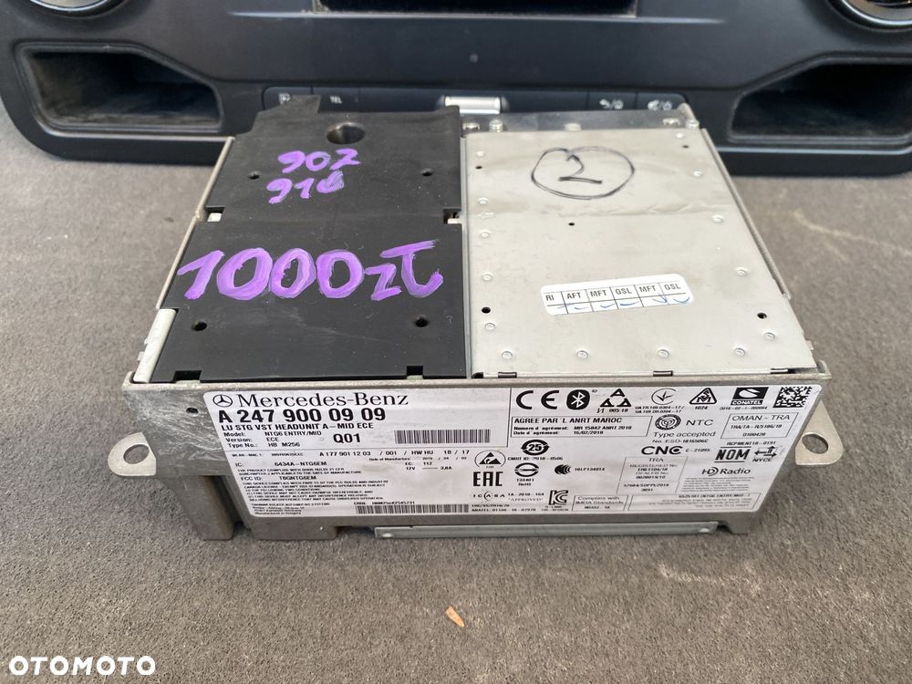 SPRINTER 907 910 17- EKRAN WYŚWIETLACZ MODUŁ RADIO NAWIGACJA A9079000508 - 2