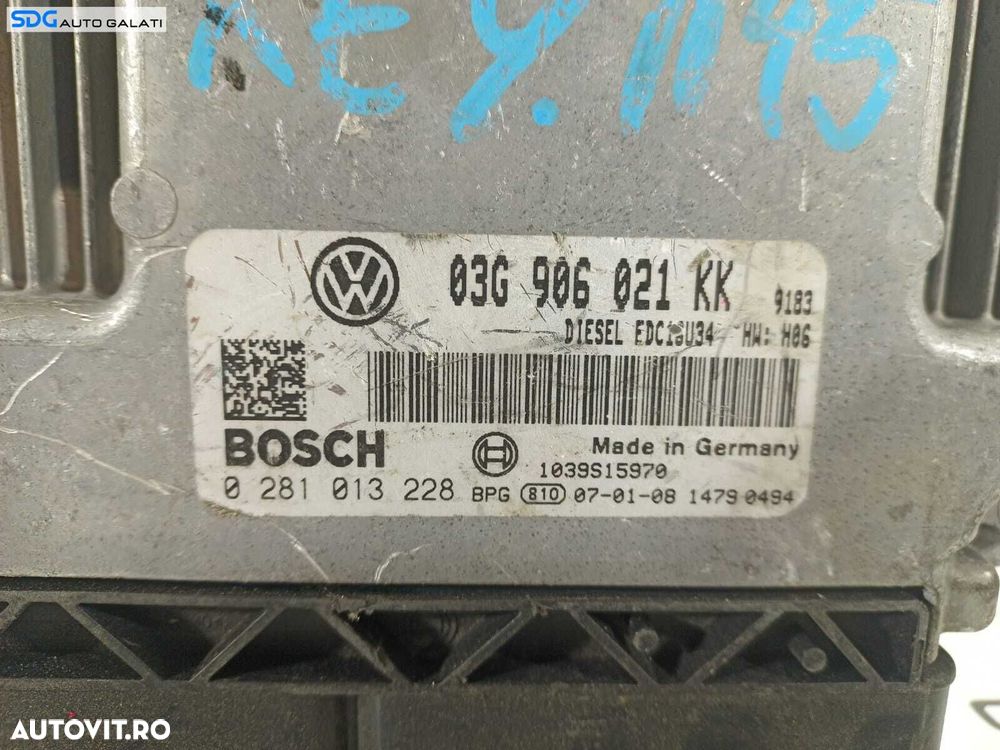 ECU Calculator Motor BOSCH Volkswagen Golf 5 2.0 BKD 2004 - 2008 Cod 03G906021KK 0281013228 [L2224] - 2