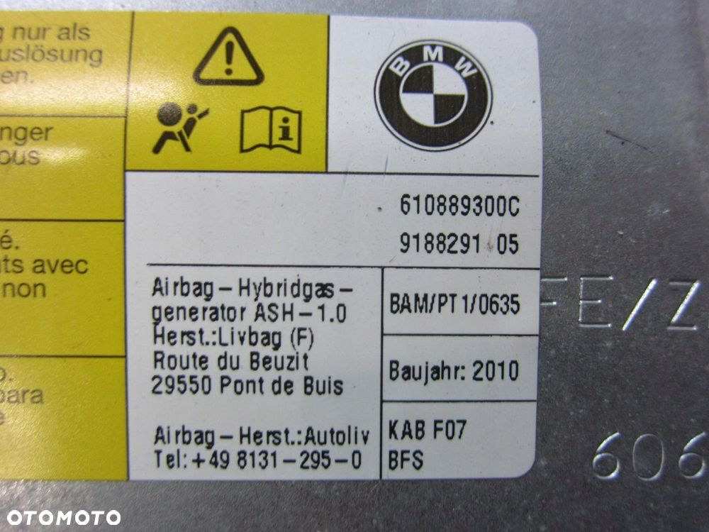 BMW 5 F07 GT DESKA ROZDZIELCZA AIRBAG KONSOLA NAPINACZE USA 9199052 - 16