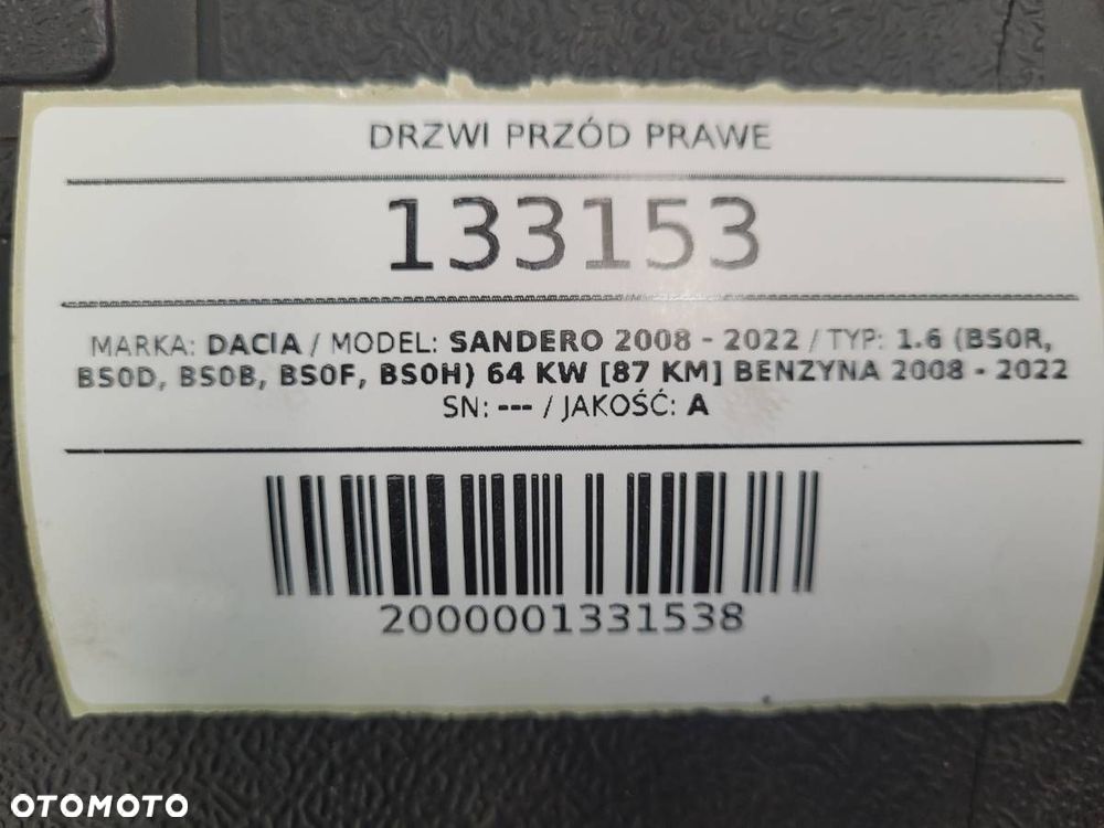 DRZWI PRZÓD PRAWE DACIA SANDERO I EUROPA KOMPLETNE - 12
