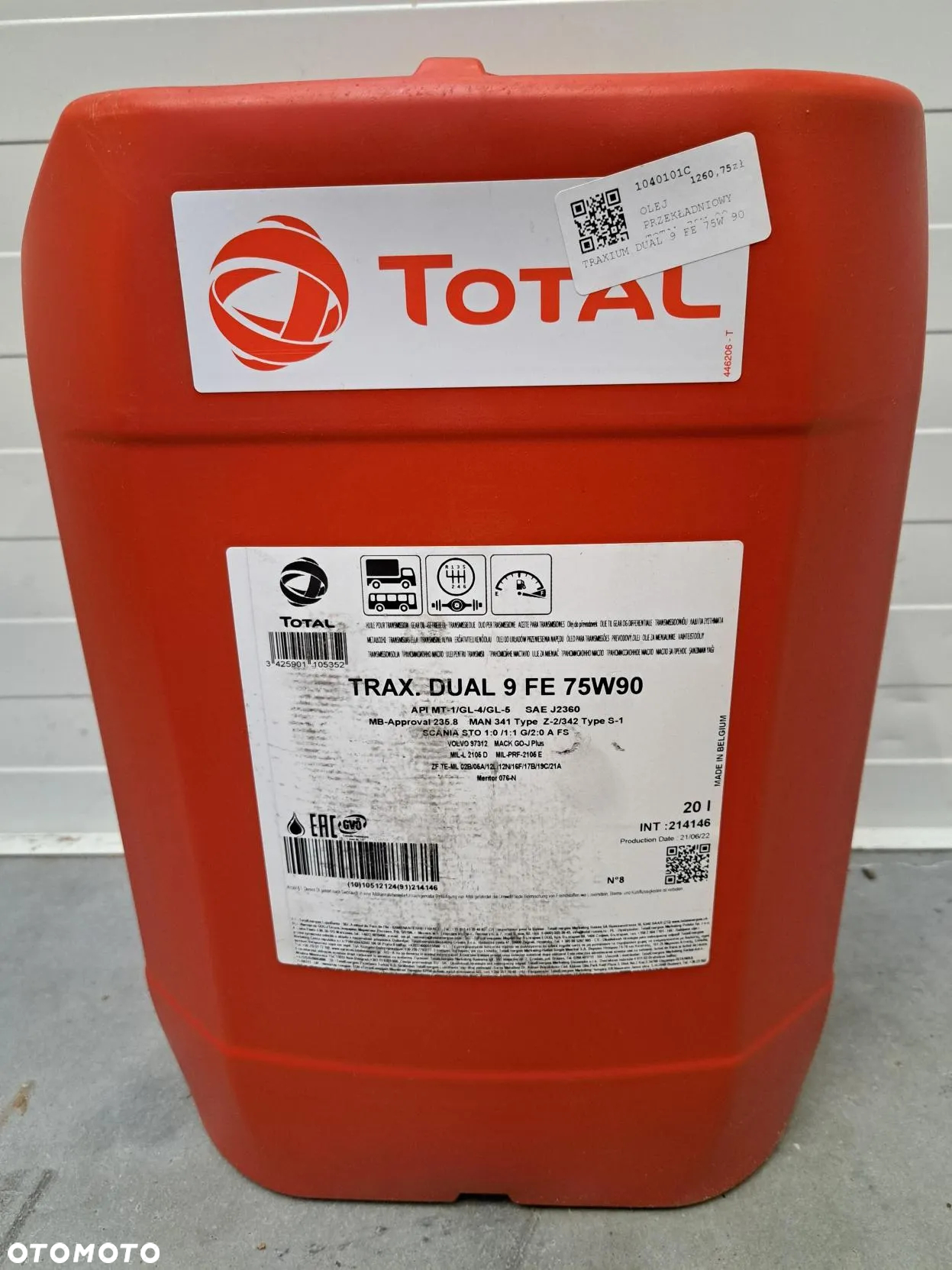 OLEJ TOTAL 75W90 TRAXIUM Dual 9 FE 20L - 2