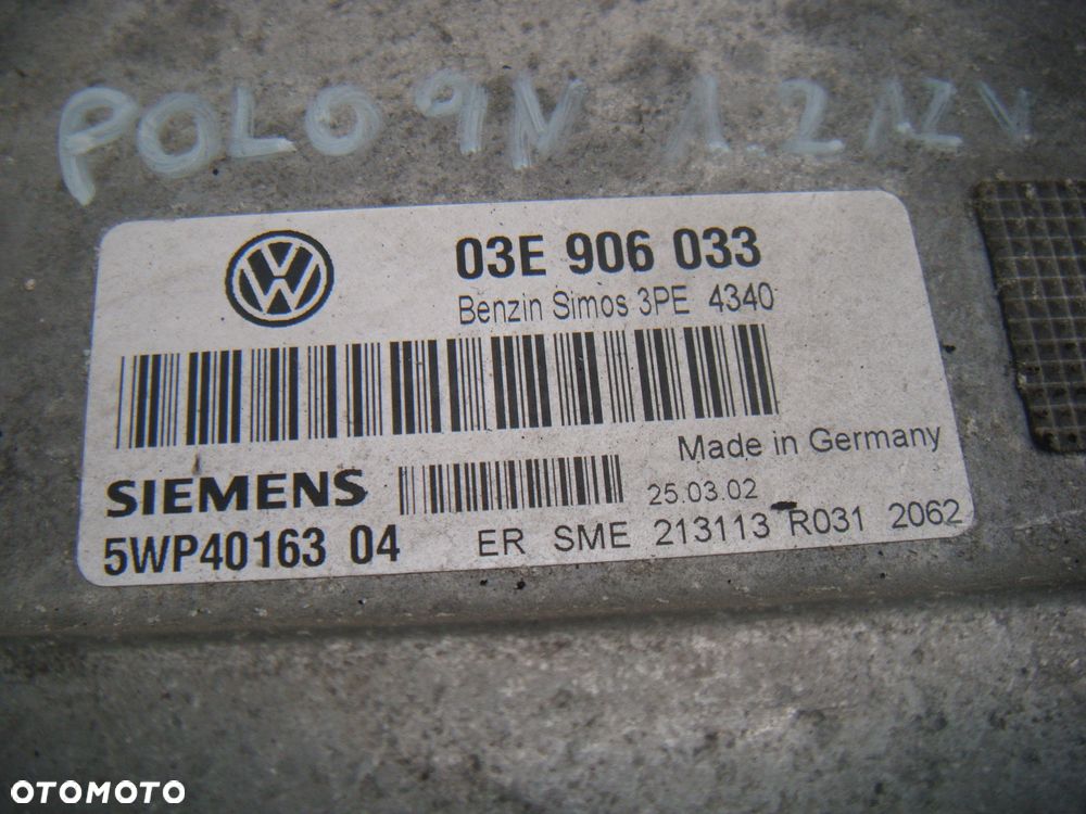 vw polo 9n 1.2 6v komputer- sterownik silnika 03e906033 - 2