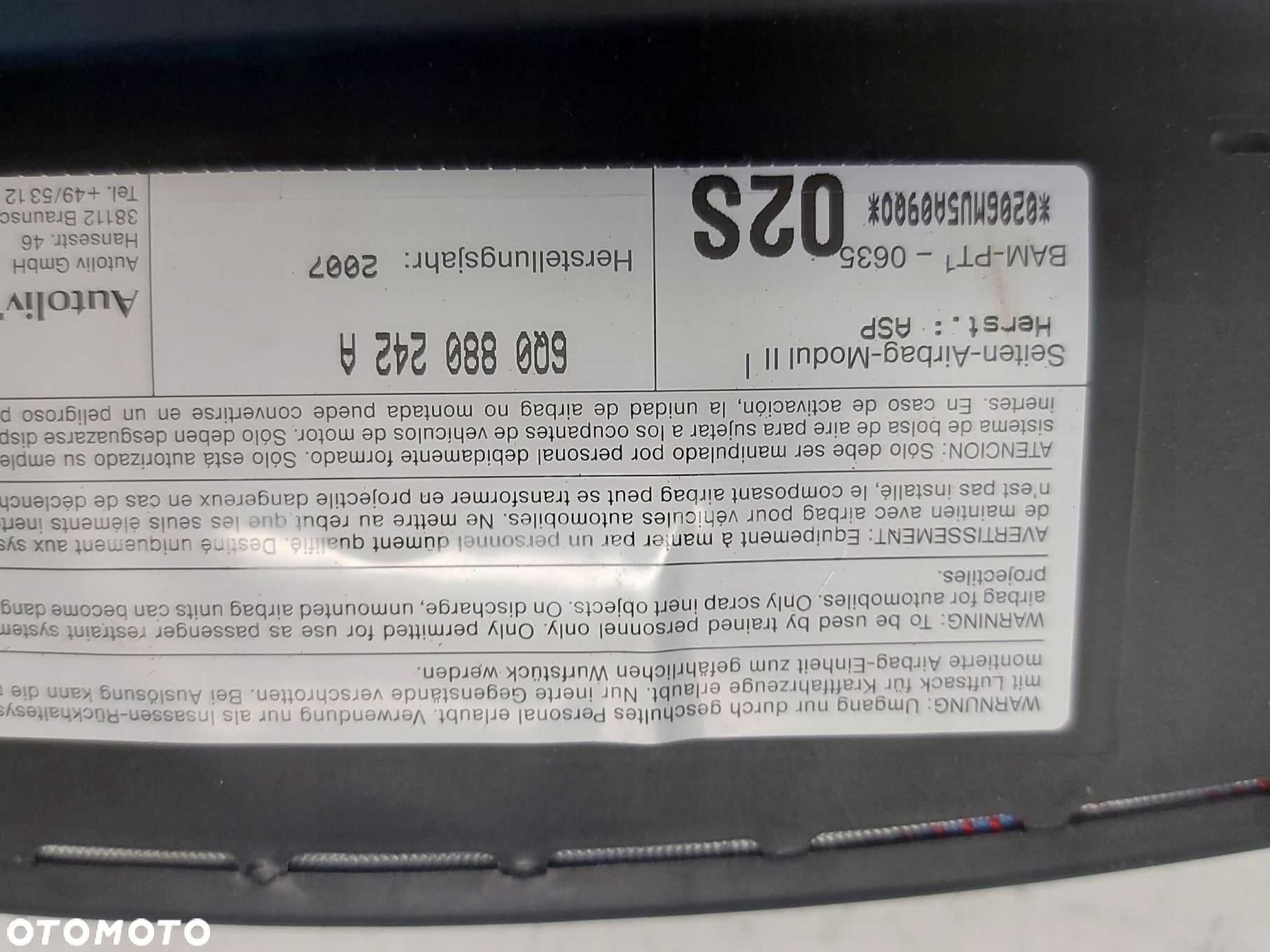 SKODA FABIA II ROOMSTER PODUSZKA FOTELA PASAŻERA PRAWY PRZÓD 6Q0880242A - 2
