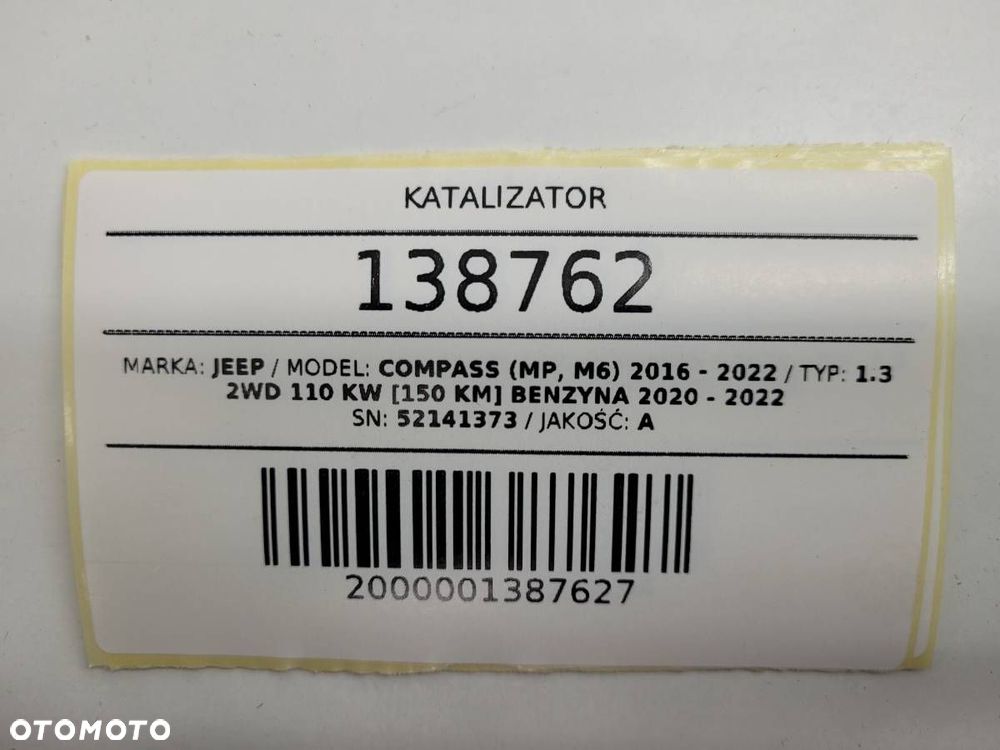 KATALIZATOR DPF GPF 52141373 JEEP COMPASS II 1.3 T-AIR BENZYNA - 9