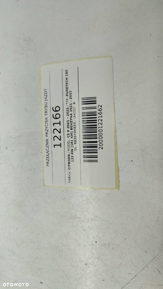 PRZEŁĄCZNIK PRZYCISK TRYBU JAZDY CITROEN C5 X 98307458ZD - 7