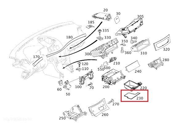 MERCEDES W211 CLS Mata wkladka schowka tunelu srodkowego - 2