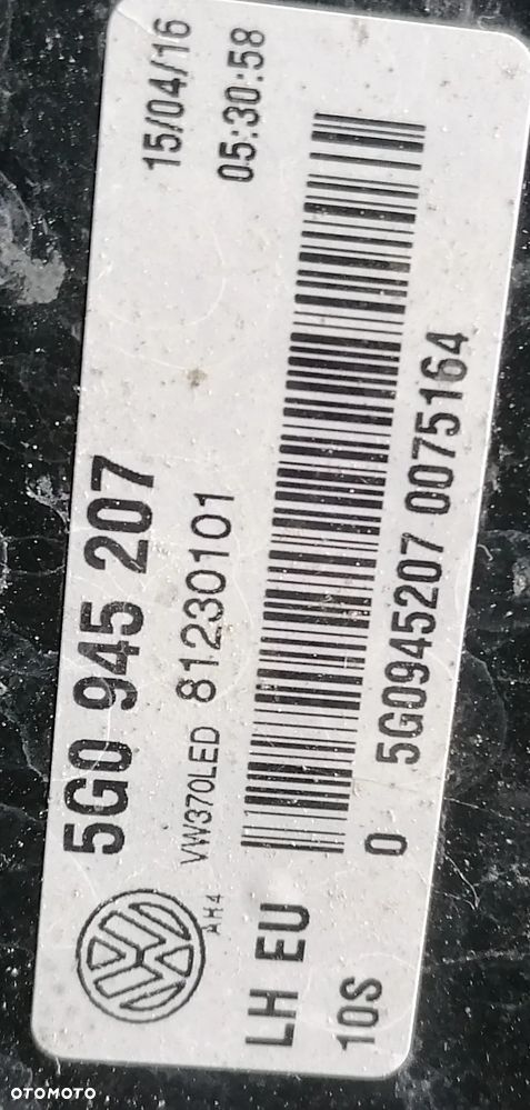 VW GOLF VII 16r 5D HB LAMPA W BŁOTNIK LEWY TYŁ TYLNA LED 5G0945207 - 3